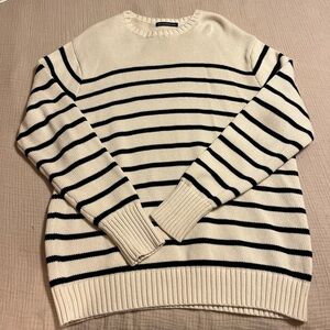 Brandy Melville Cream and Black Crew Neck Sweater